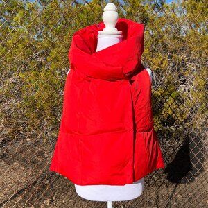 Pretty Rugged Puffer Vest, Sz M/L, RED, Modern Fit w/ Large Funnel Collar